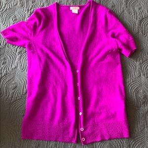 J crew cashmere short sleeved button sweater, sm